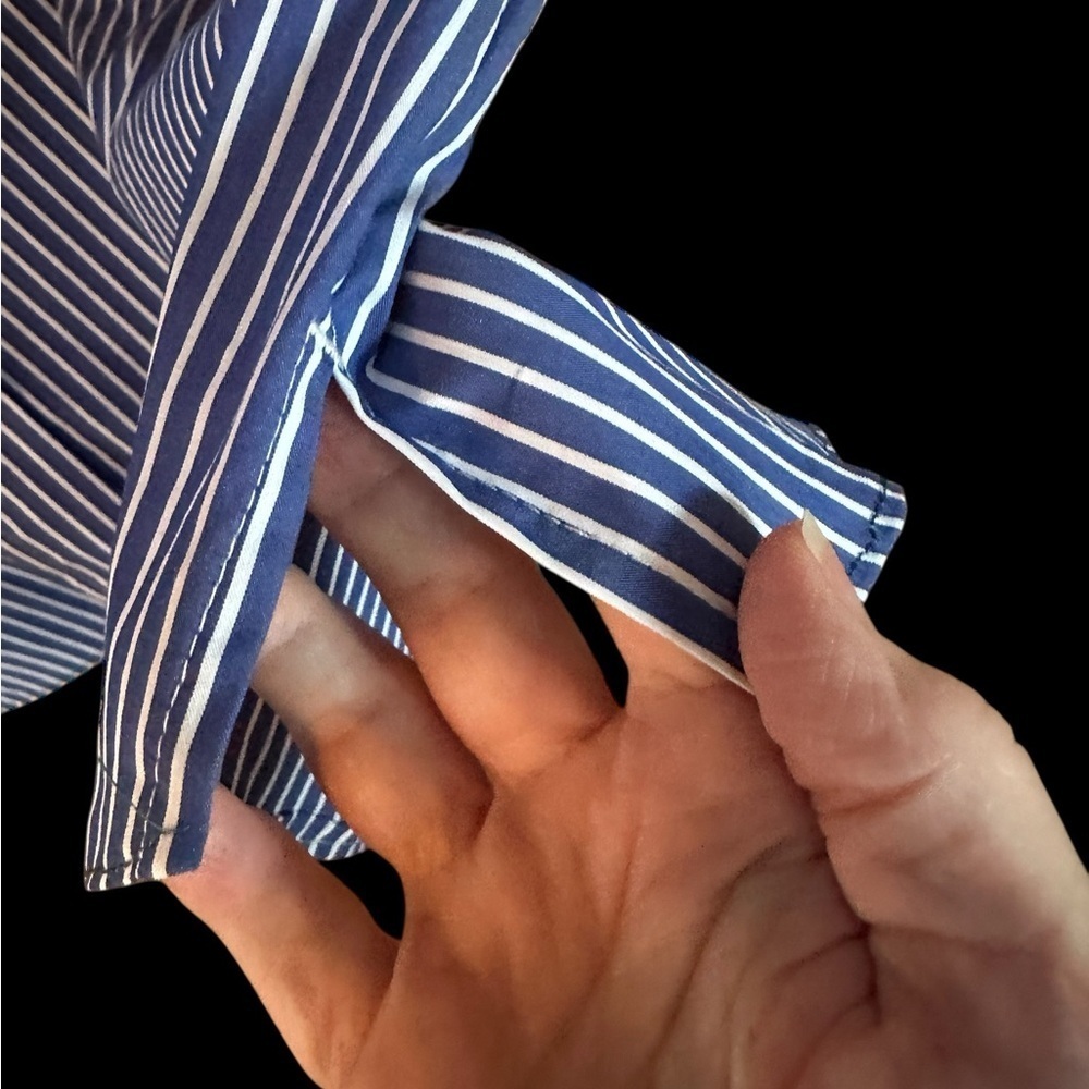 Universal Standard Shirt Dress Poplin Stretch Blue Stripe Button Up 4XS - Picture 7 of 13